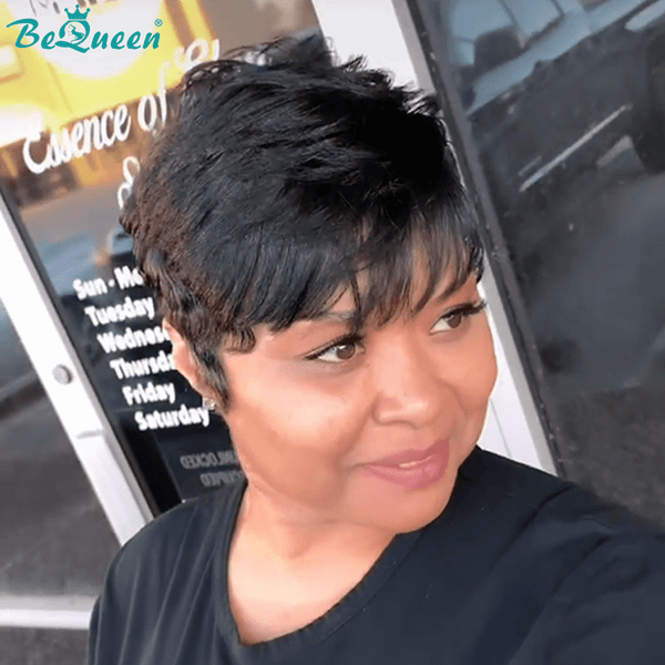 BeQueen Wig FULL LACE WIG Bequeen 100% Human Black Color Pixie Cut Full Lace Wig