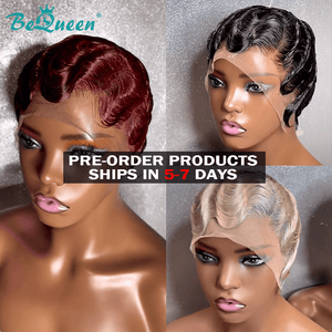 BeQueen Wig PIXIE WIGS Bequeen 13*4 Lace Frontal Water Wavy Pixie Wig