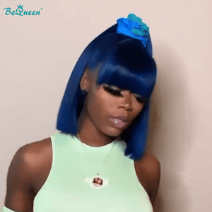 BeQueen Wig Bangs wig Bequeen Blue Color Bangs Wig