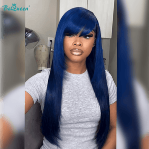 BeQueen Wig Bangs wig Bequeen Blue Color Long Straight Bangs Wig