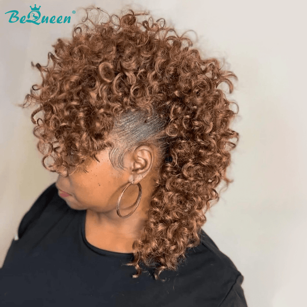 BeQueen Wig Mohawk wig Bequeen Brown Curly Mohawk Style (Not A Wig)