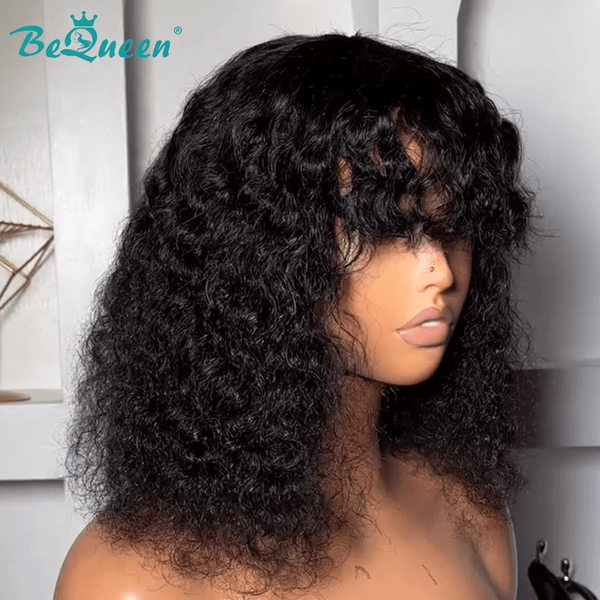 BeQueen Wig Bequeen Curly Wave 1B Color Bob Bangs Wig