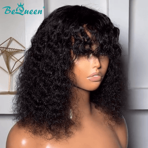 BeQueen Wig Bequeen Curly Wave 1B Color Bob Bangs Wig