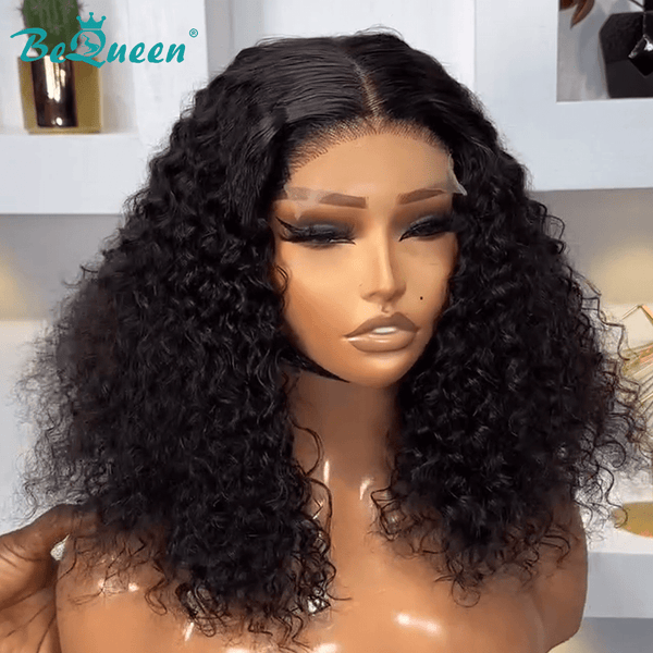 BeQueen Wig Bequeen Curly Wave Natrual Black 13*4 Lace Bob Wig