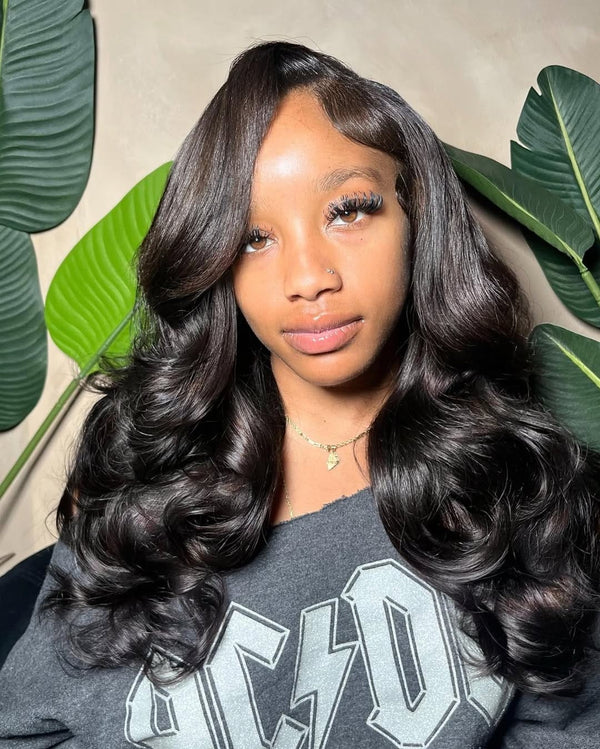 BeQueen Wig Natrual Black Bequeen Half Lace Body Wave Bob Wig