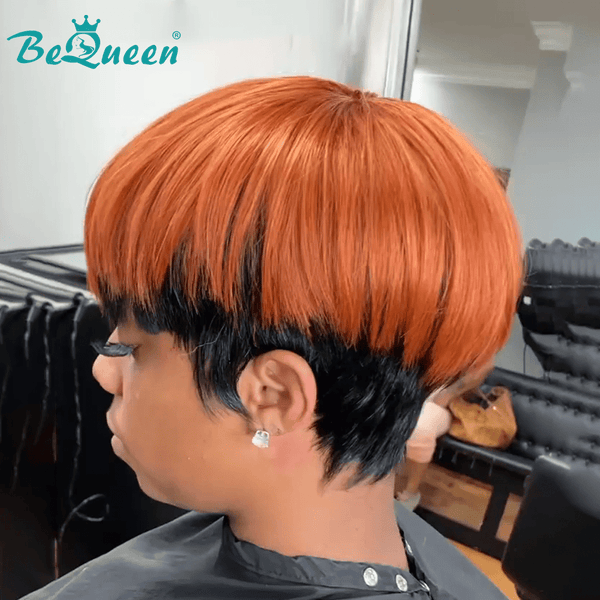 BeQueen Wig PIXIE WIGS Bequeen Natural Black Under Orange Pixie Wig