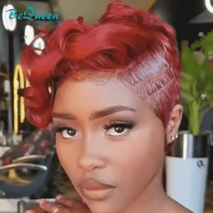 BeQueen Wig PIXIE WIGS Bequeen One Side Part Red Pixie Lace Wig