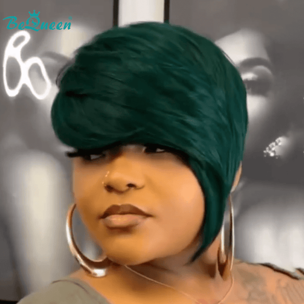 BeQueen Wig PIXIE WIGS Bequeen Pixie Cut Green Side Part Short Lace Wig