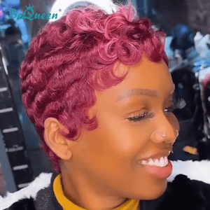 BeQueen Wig PIXIE WIGS Bequeen Purple Finger Wave Pixie Wig