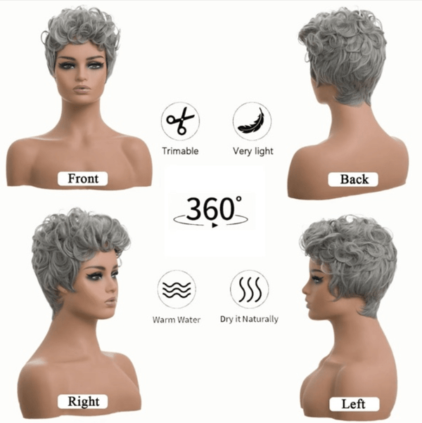 BeQueen Wig Luxurious Customized Wigs Bequeen Salt n Pepper Customized Fashion Pixie Wig