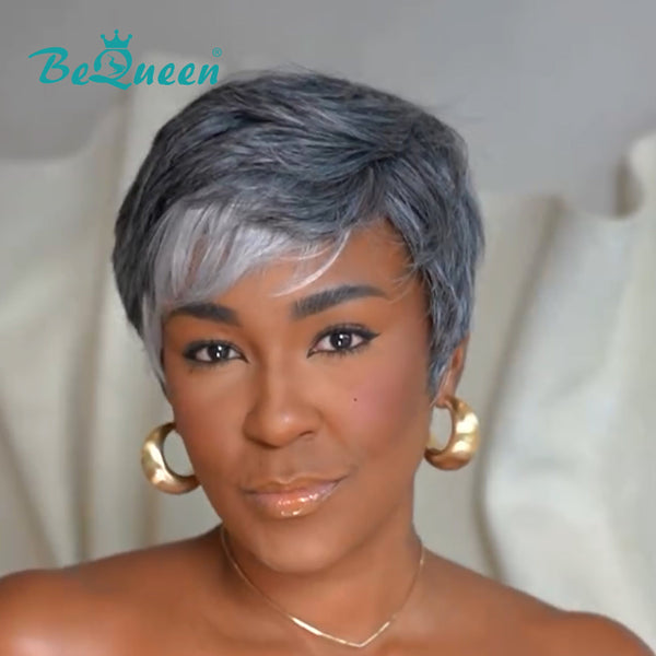 BeQueen Wig Luxurious Customized Wigs Bequeen Short Pixie Cut  Human Hair Wig