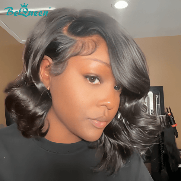 BeQueen Wig Bequeen Side Part Wavy Bob Lace Wig