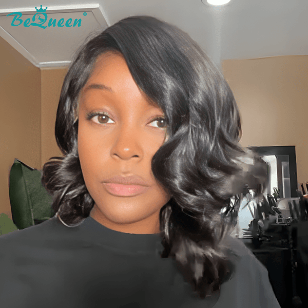 BeQueen Wig Bequeen Side Part Wavy Bob Lace Wig