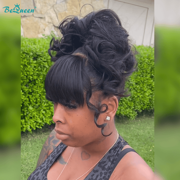 BeQueen Wig Bangs wig Bequeen Updo Natural Black Bangs Wig