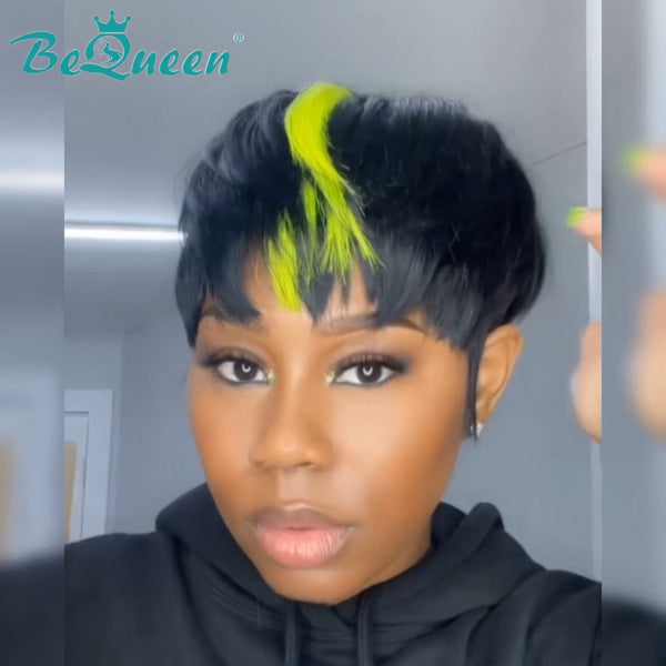 BeQueen Wig PIXIE WIGS Bequeen Yellow Part Machine Made Short Pixie Wig