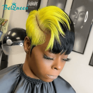 BeQueen Wig PIXIE WIGS Bequeen Yellow Side Part Short Cut Pixie Wig