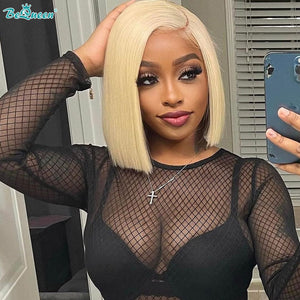 BeQueenWig BEQUEEN 13x4 Lace Front Wig 613 Straight Bob Wig