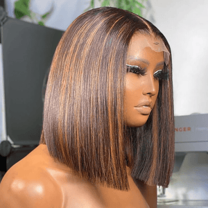 BeQueenWig BEQUEEN 4x4 Lace Closure Wig Straight 4MIX27 Bob Wig