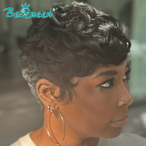 BeQueenWig PIXIE WIGS Bequeen Finger Wave Machine Made Pixie Cut Sexy Wig