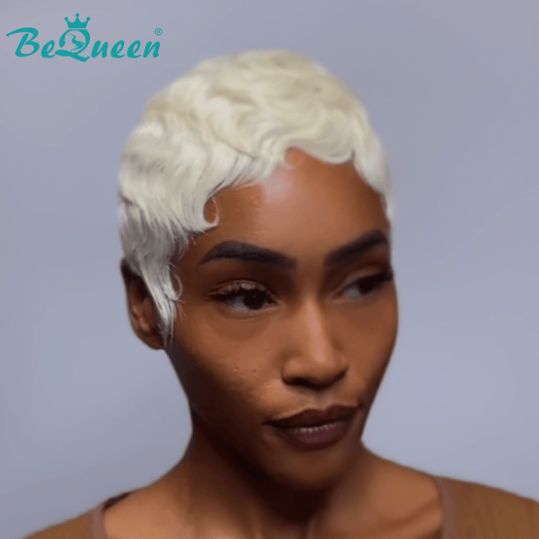 BeQueenWig PIXIE WIGS Bequeen Short Cut Machine Made White Pixie Wig