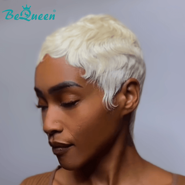 BeQueenWig PIXIE WIGS Bequeen Short Cut Machine Made White Pixie Wig