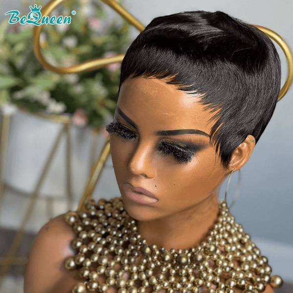 BeQueenWig PIXIE WIGS Bequeen Straight Machine Made Short Wig