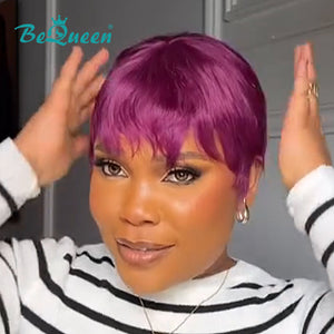 overseas PIXIE WIGS Bequeen Pixie Cut Light Purple Machine Made Wig