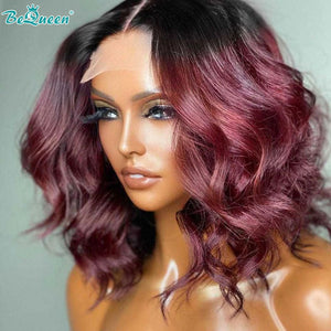 BeQueenWig BEQUEEN 13x4 Lace Front Wig Body Wave 1B99J Bob Wig