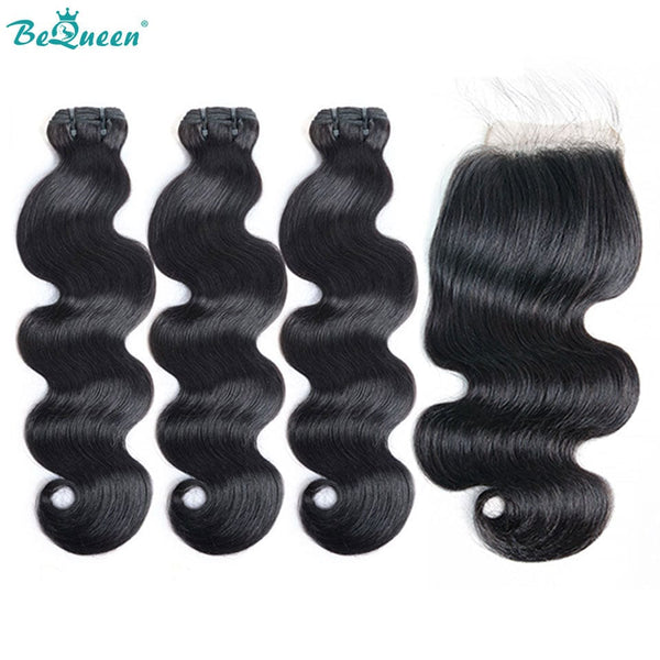 BeQueenWig BEQUEEN 3Pcs With 4x4 Closure Body Wavy Best Virgin Human Hair Bundles