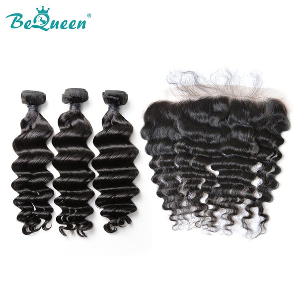 BeQueenWig BEQUEEN 3Pcs with Frontal Natural Wave Best Virgin Human Hair Bundles