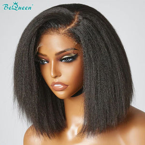 BeQueenWig Wigs BEQUEEN 4x4 Kinky Straight Short BOB Closure Wigs 100% Human Hair Wigs