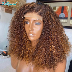 BeQueenWig BEQUEEN 4x4 Lace Closure Wig 4MIX27 Curly Wave Bob Wig