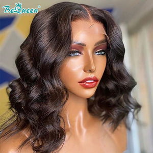 BeQueenWig Wigs BEQUEEN 4x4 Loose Wave Short BOB Closure Wigs 100% Human Hair Wigs