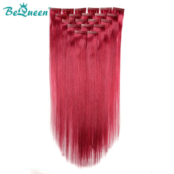 BeQueenWig Clip-ins & Fusion Hair BEQUEEN 530# Full Shine Tape Hair for Extention Straight Hair 100% Human Hair