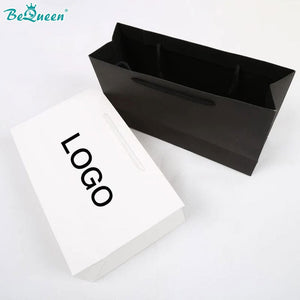 BeQueenWig BEQUEEN Customized Paper Bags In Printing Or Label Sticker 300pcs