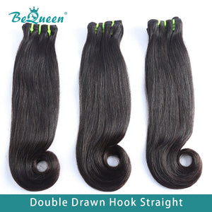 BeQueenWig Double Drawn Hair BEQUEEN Double Drawn 100% Virgin Hair Fumi Hook Straight Hair Weave