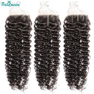 BeQueenWig BEQUUEN 100% Virgin Hair Curly Wave HD 4x4/ 5x5 Lace Closure